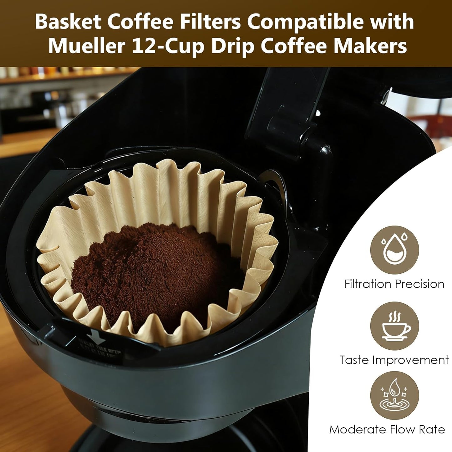 Filtros café compatibles cafetera Mueller 12 tazas 100uds
