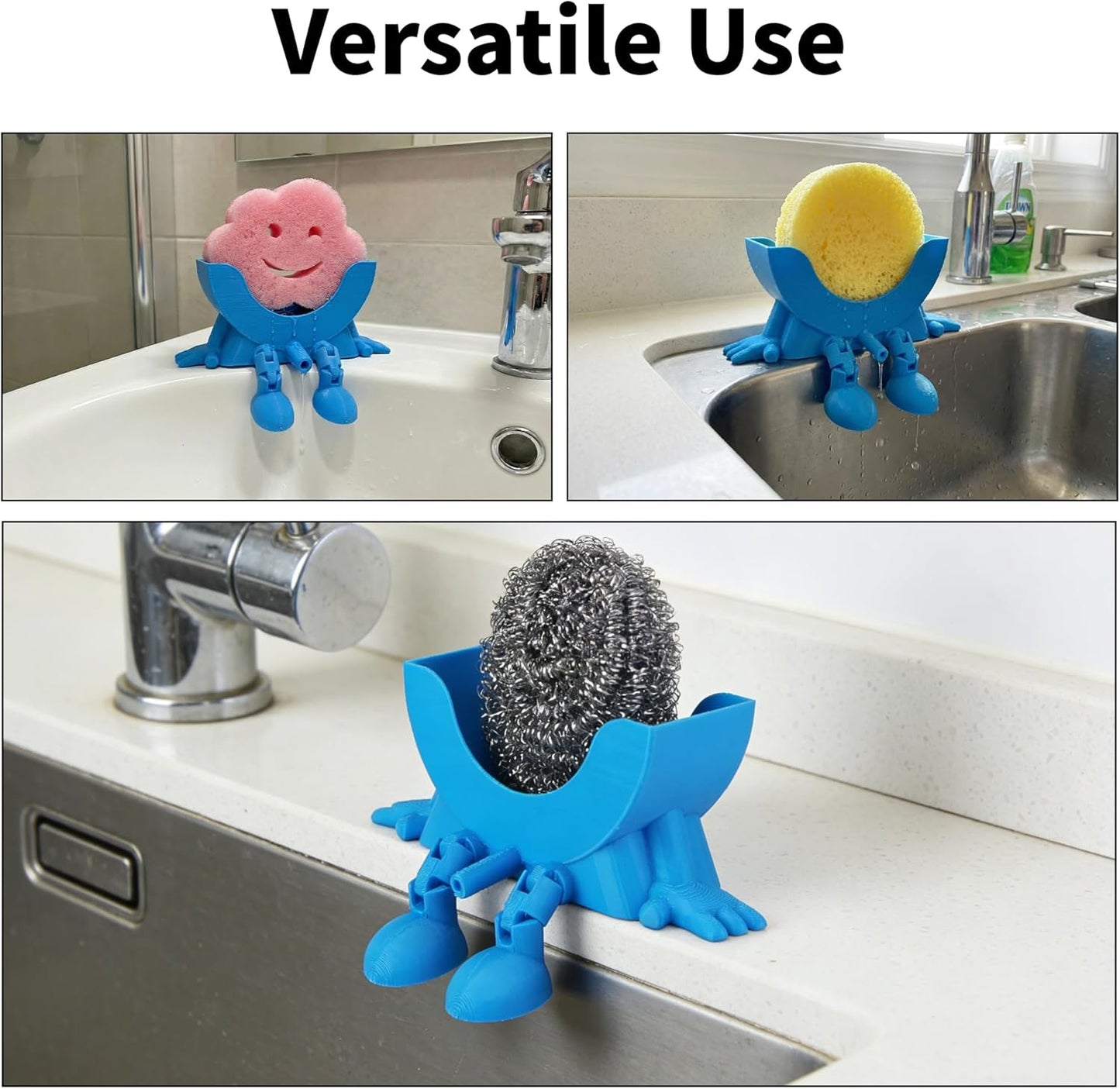 Soporte esponja colgante fregadero drenable azul