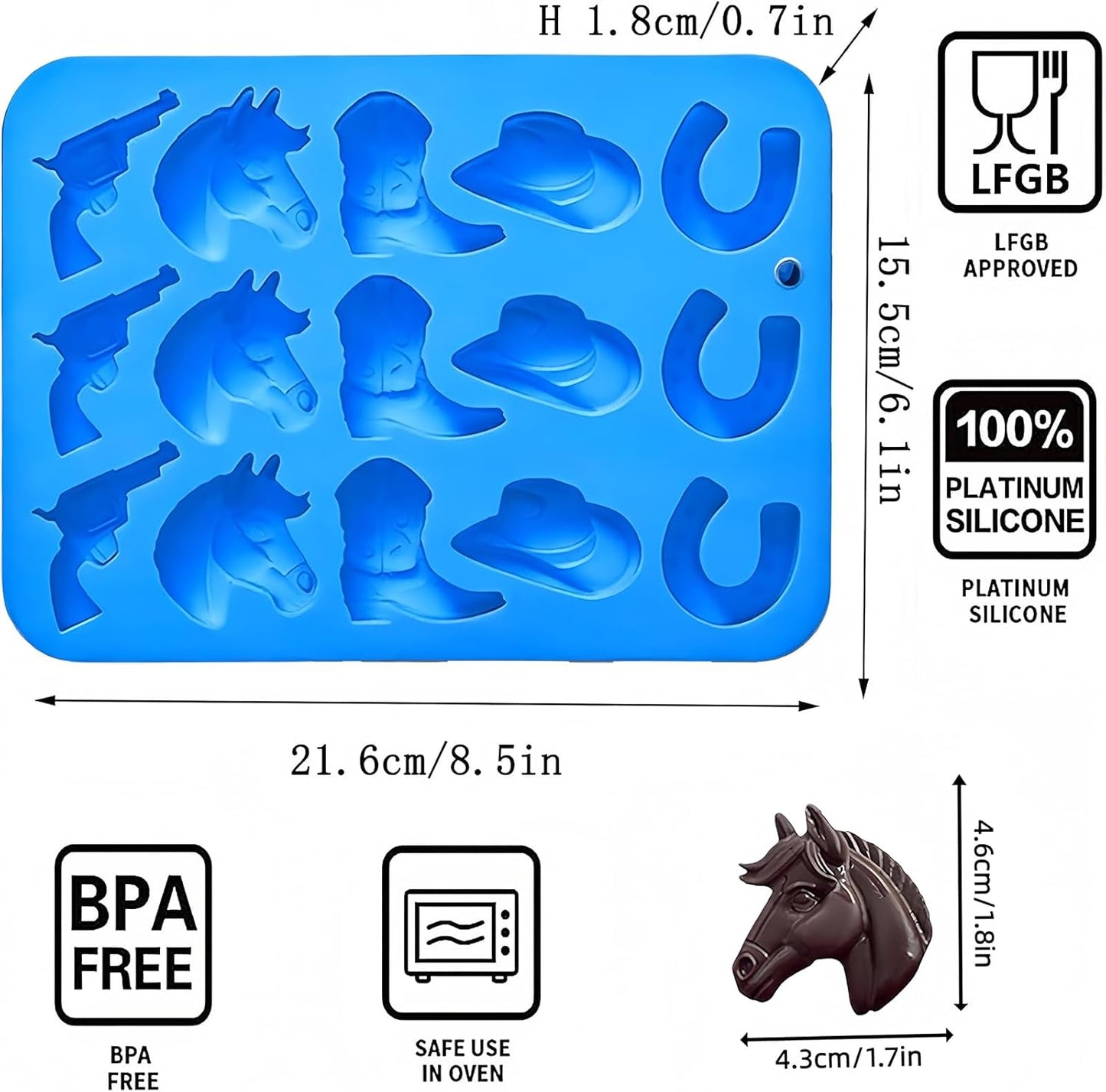 2 Moldes Silicona Chocolate Temática Vaquero Sombrero Botas Caballo