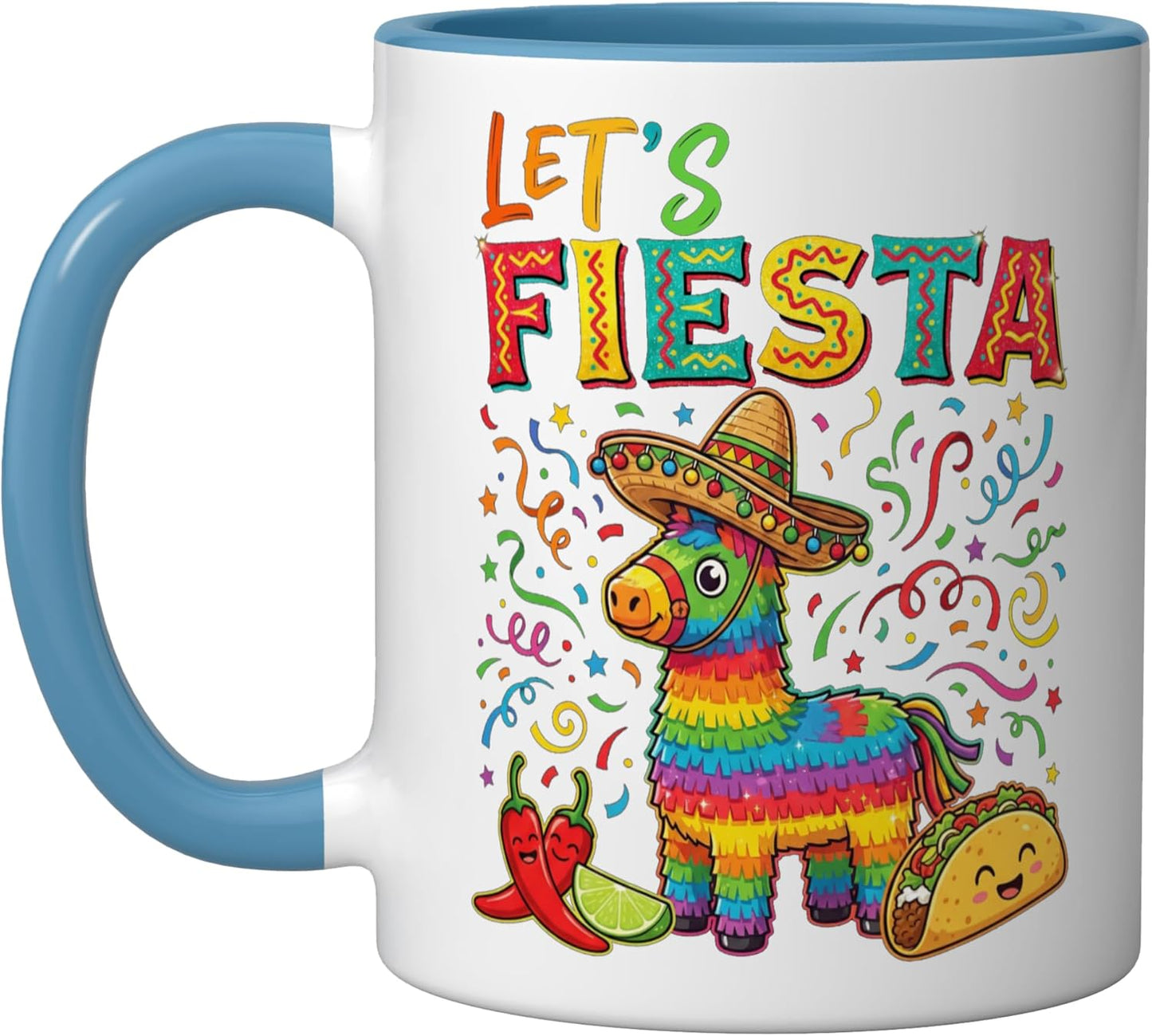 Taza cerámica para niño mexicano fiesta cinco mayo azul/blanco