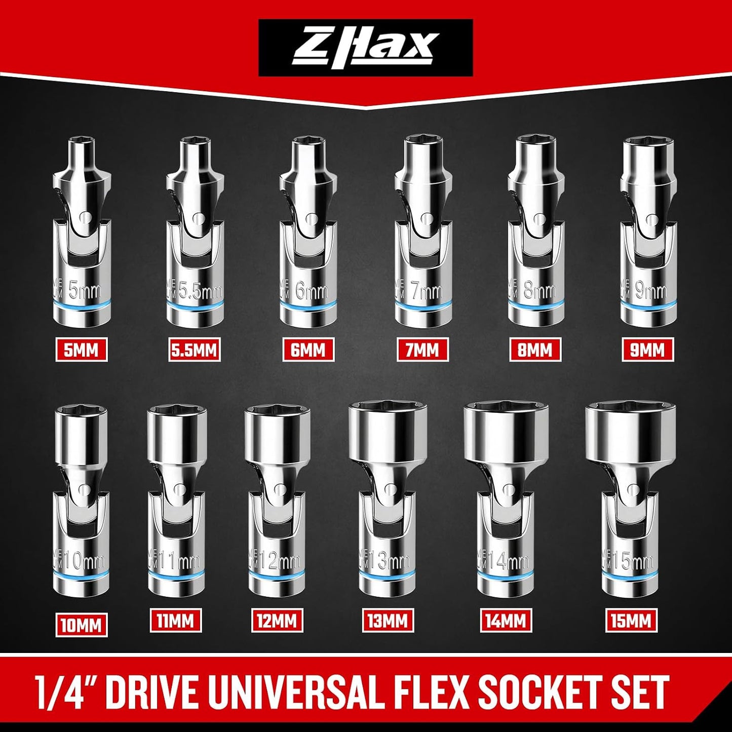 Set 12 Pzas llave flex acero CR-V 5-15mm