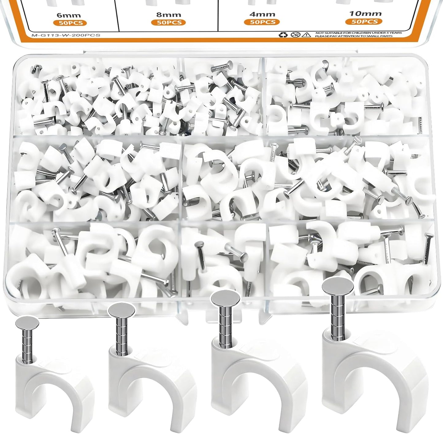 200 Clips Cable Redondos Para RG6 RG59 CAT5 CAT6