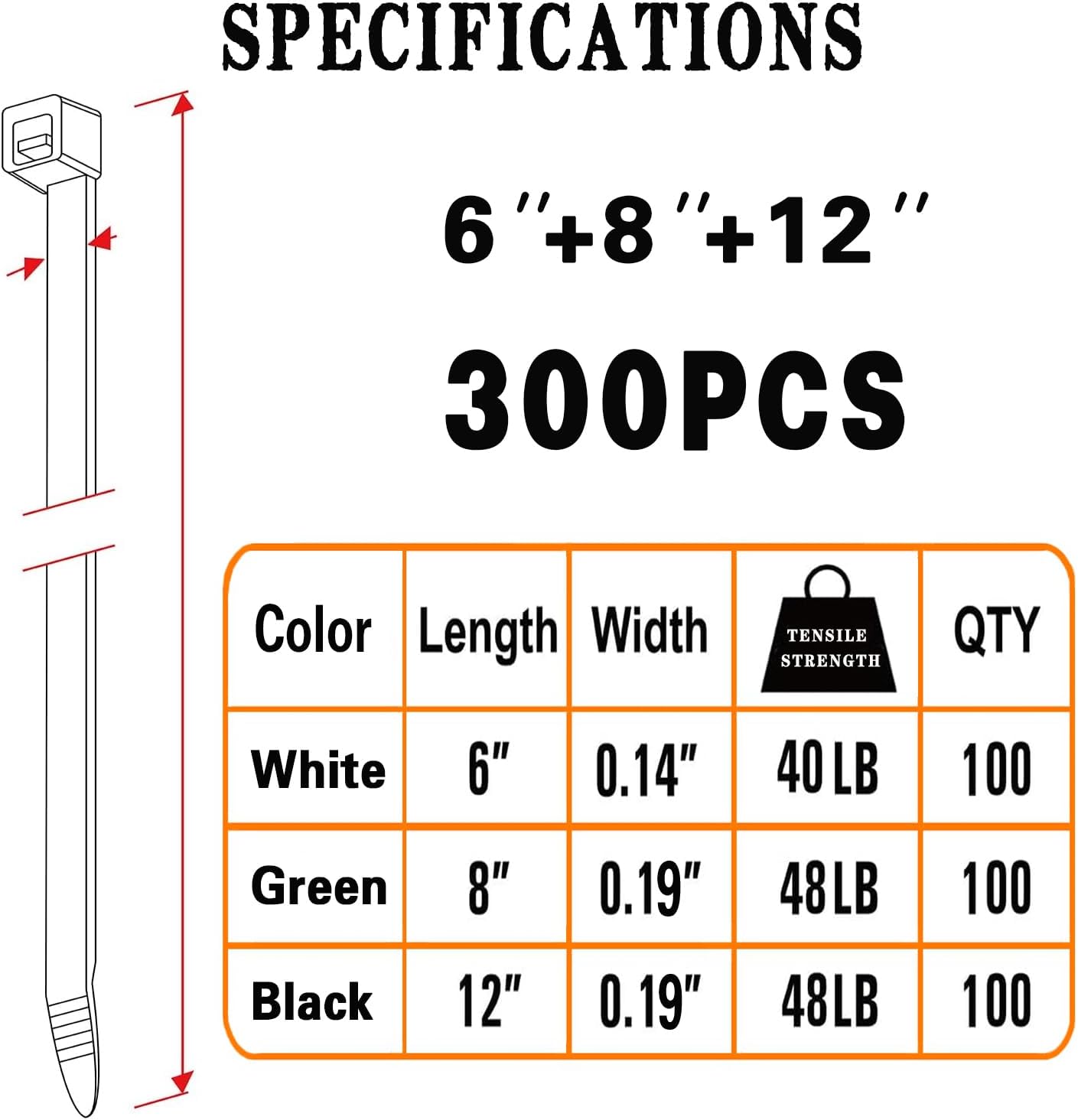 Pack 300 bridas nylon multiusos para gestionar cables