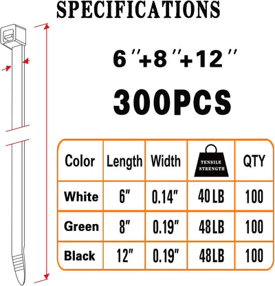 Pack 300 bridas nylon multiusos para gestionar cables