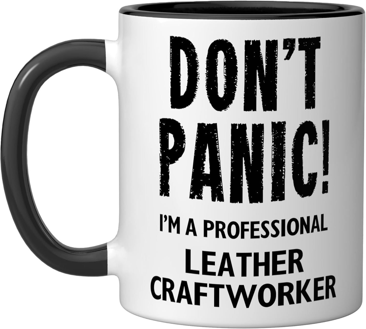 Taza Cerámica para Artesanos en Cuero Negro/Blanco