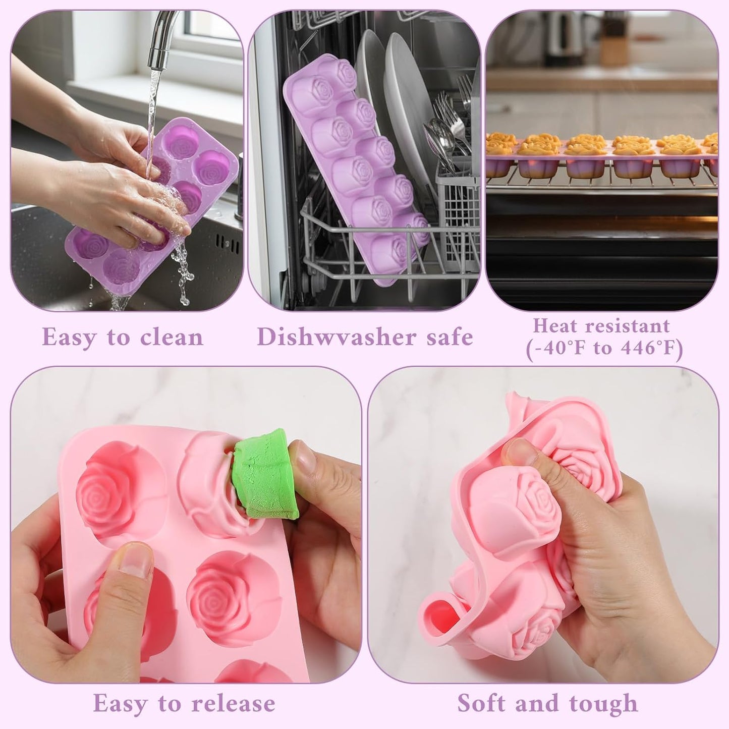 Moldes de silicona de rosas 10 cavidades para chocolate, gomitas y decoración