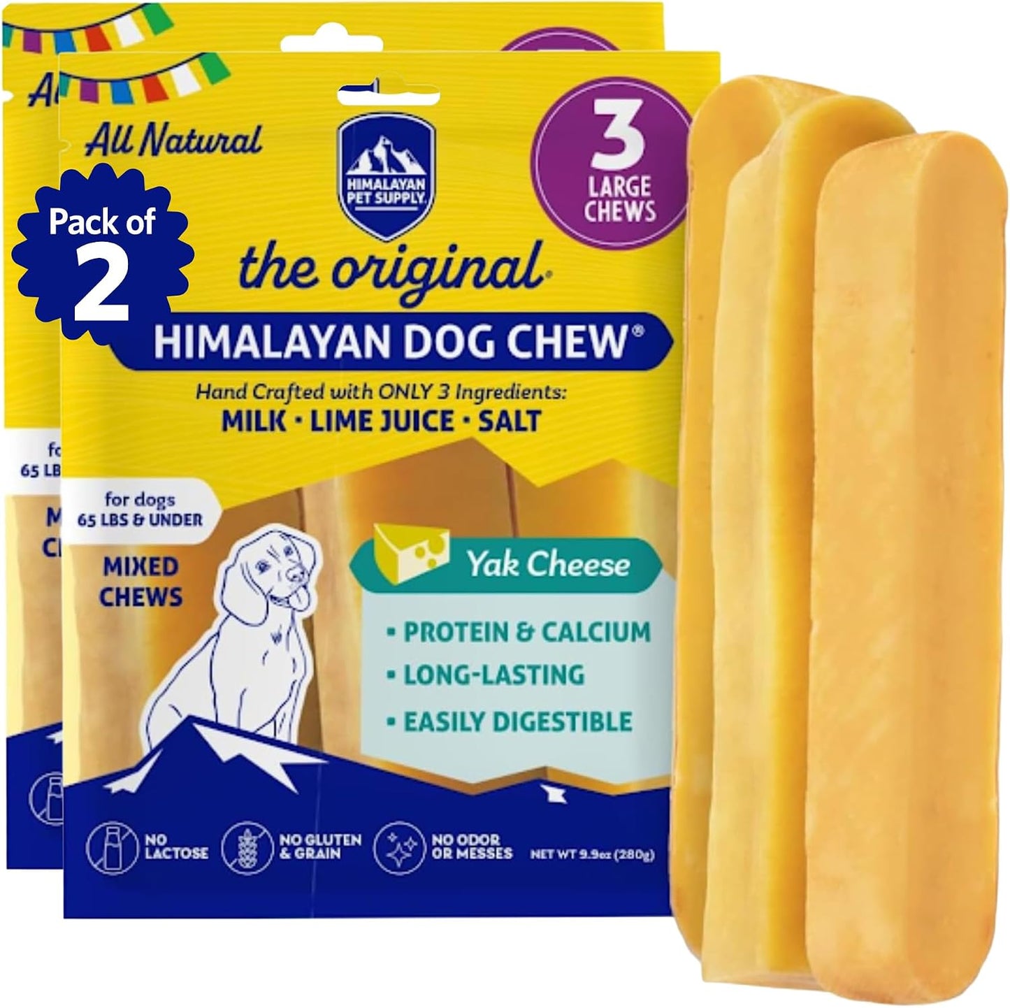 Chupones yak para perros 65 lbs y menores 6 uds sin gluten
