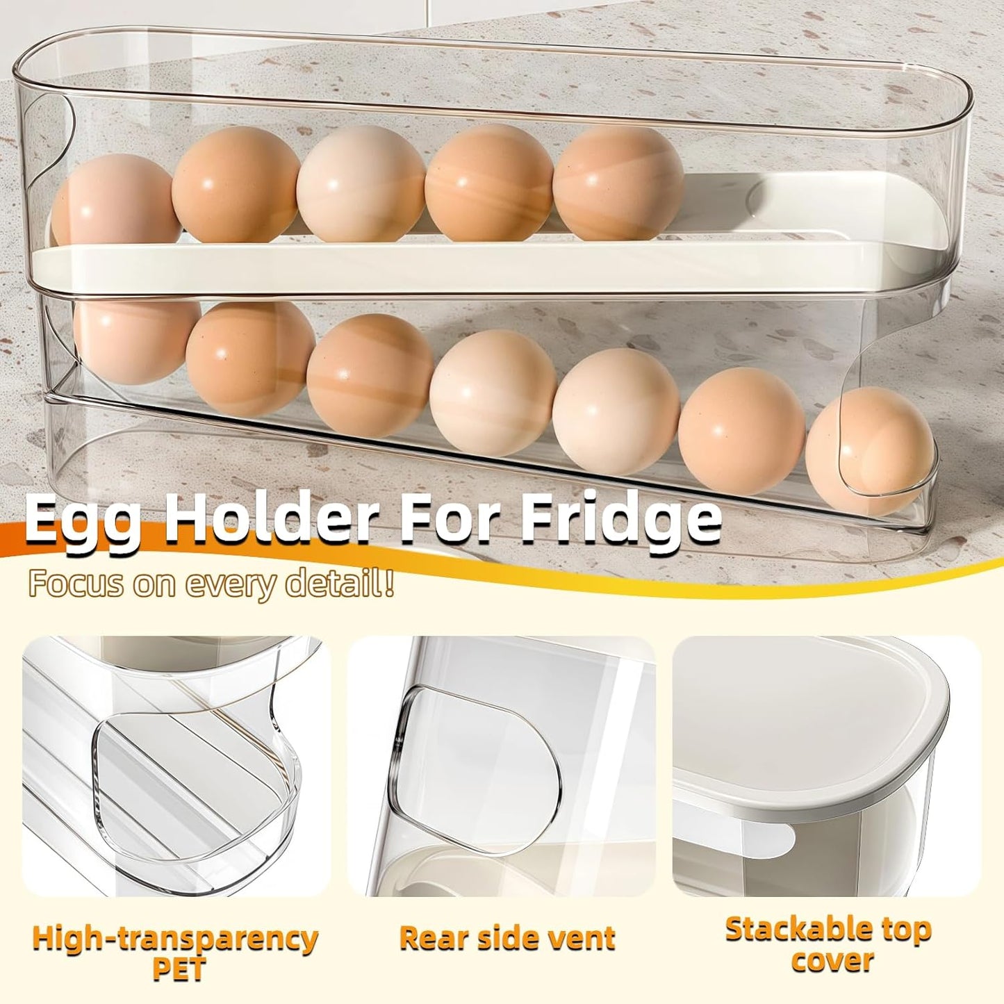 Soporte para huevos rodante organizador automático para nevera