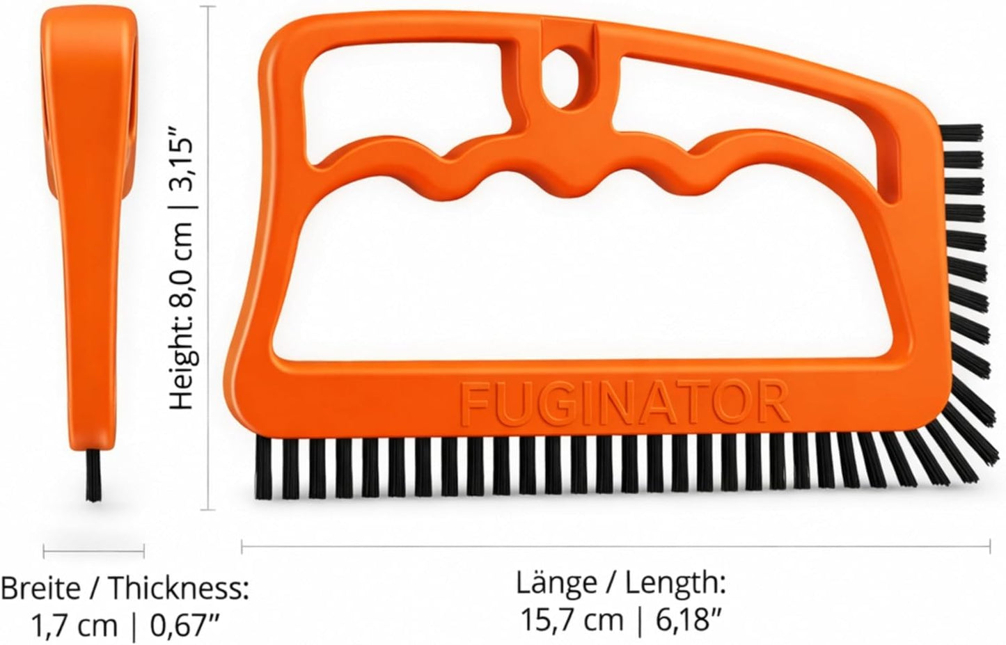 Cepillo ergonómico naranja/gris para baño cocina y ducha