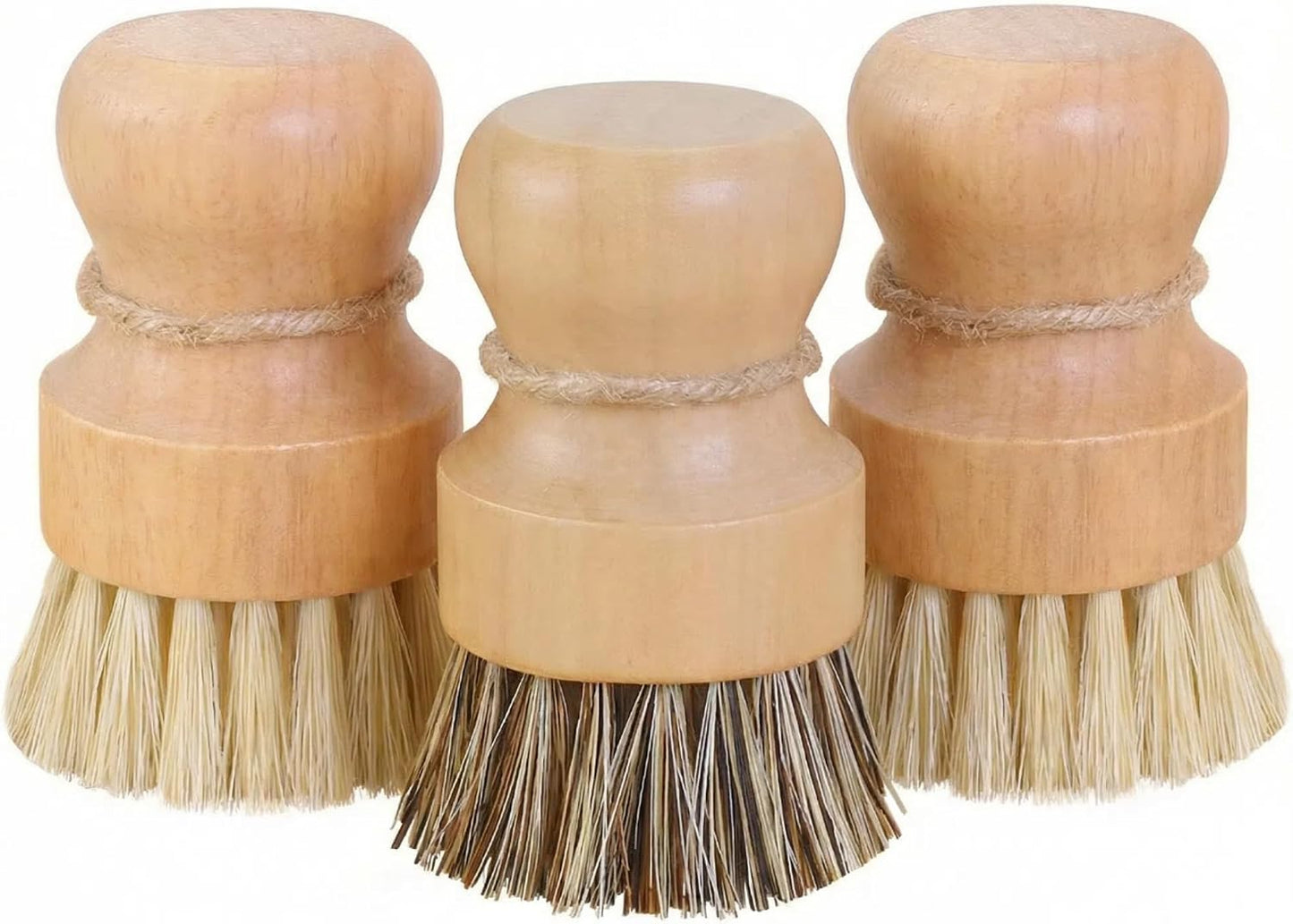 Cepillo madera fibra natural para limpiar platos y ollas set 3