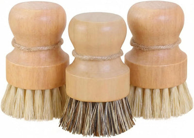 Cepillo madera fibra natural para limpiar platos y ollas set 3