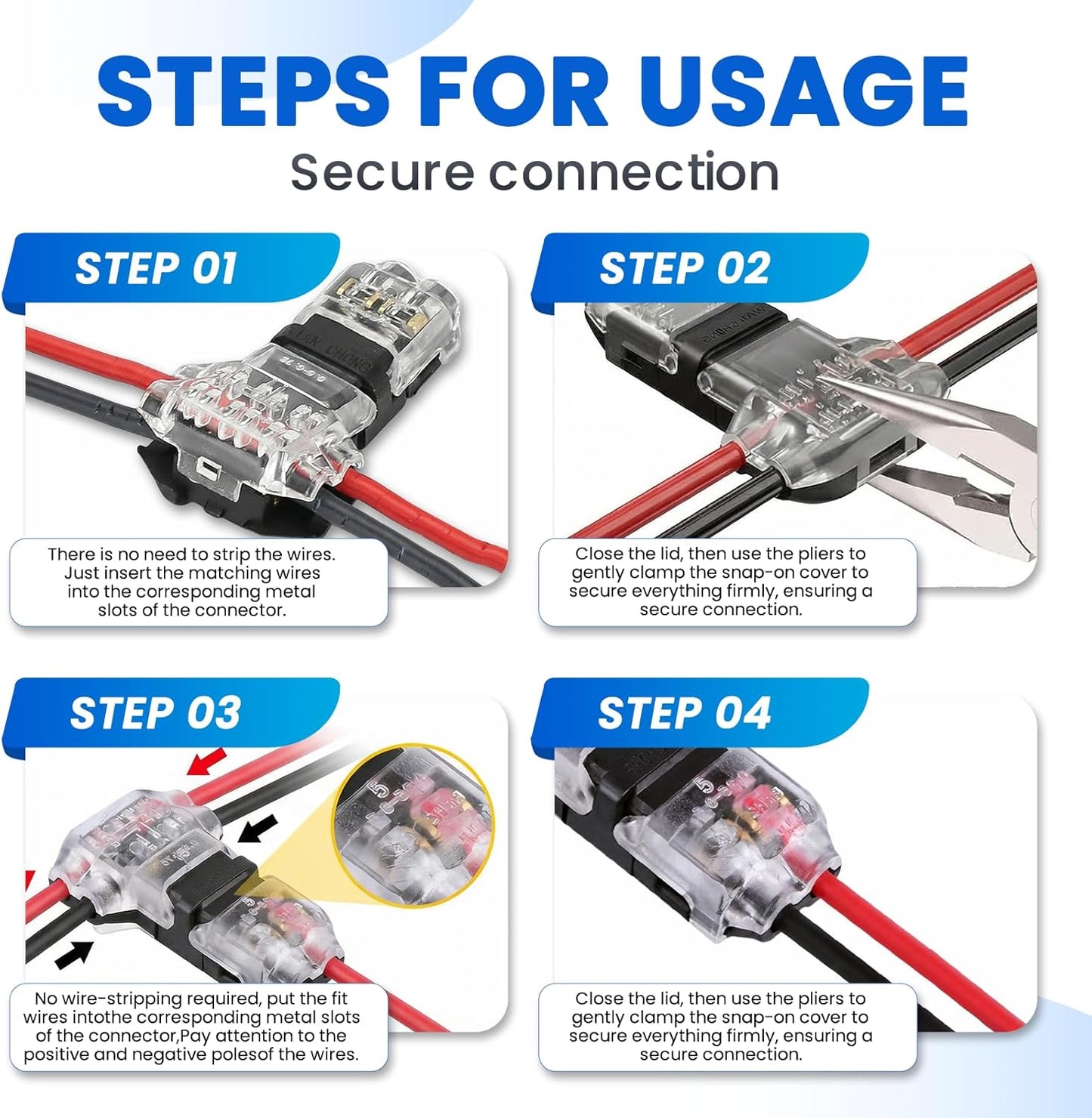 12 Conectores T para Cables 18-22 AWG Sin Soldadura