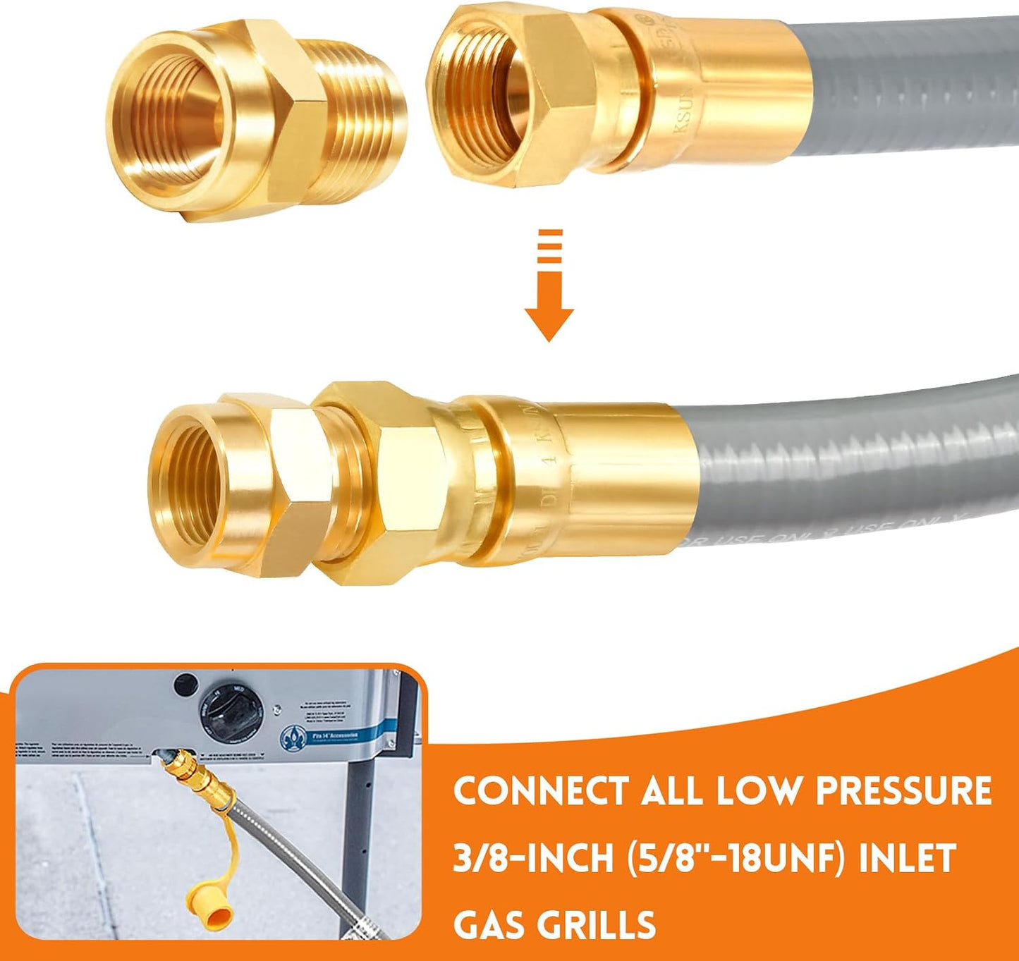 Manguera gas parrilla 8ft 1/2 pulg con accesorio conexión rápida