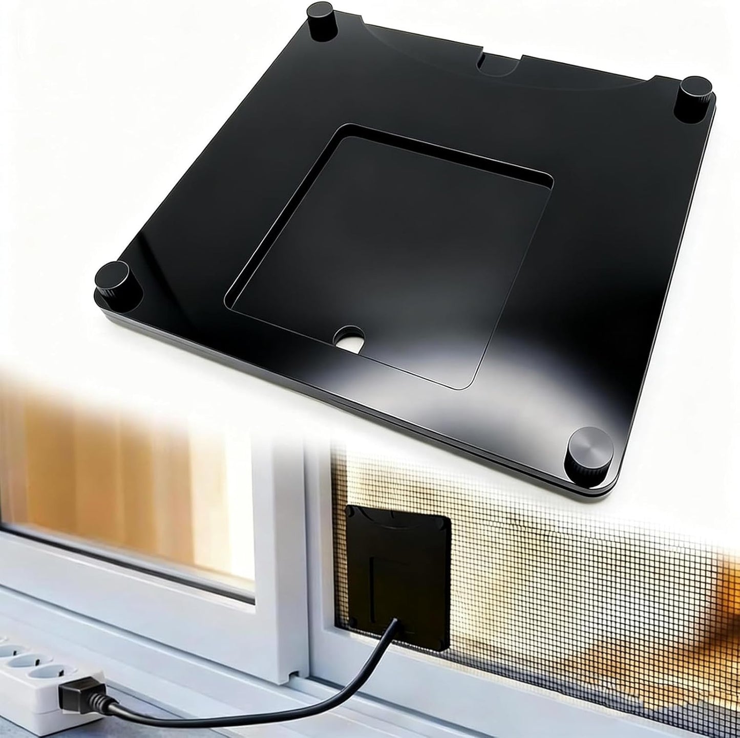 Placa paso cable ventana ajustable 6/8/11pulg sellable negro