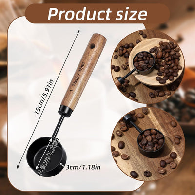 Cuchara medidora café acero inox mango nuez 0.5oz
