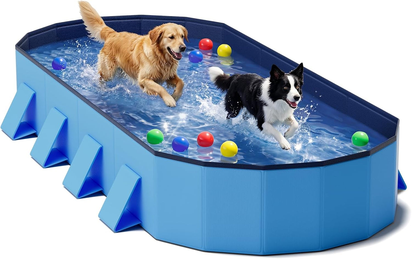 Piscina plegable perros 82pulg antideslizante azul