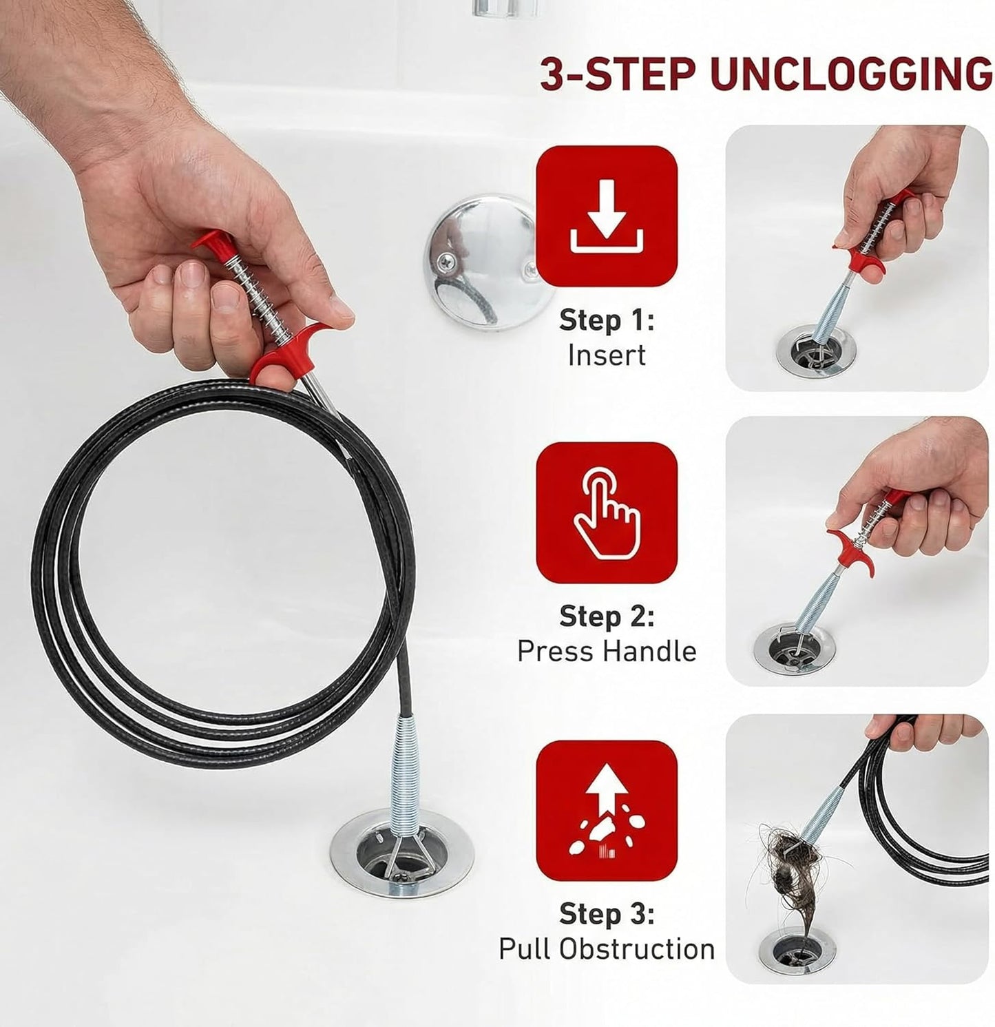Serpiente drenaje 35ft para baño cocina bañera ducha
