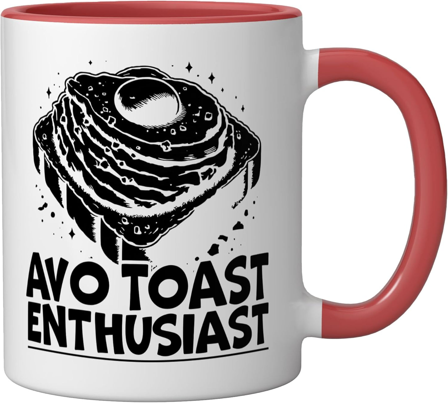 Taza Cerámica Vegana para Avo Toast y Guacamole Roja/Blanca