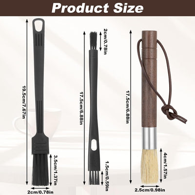 Set 3 cepillos para molinillo café mango madera