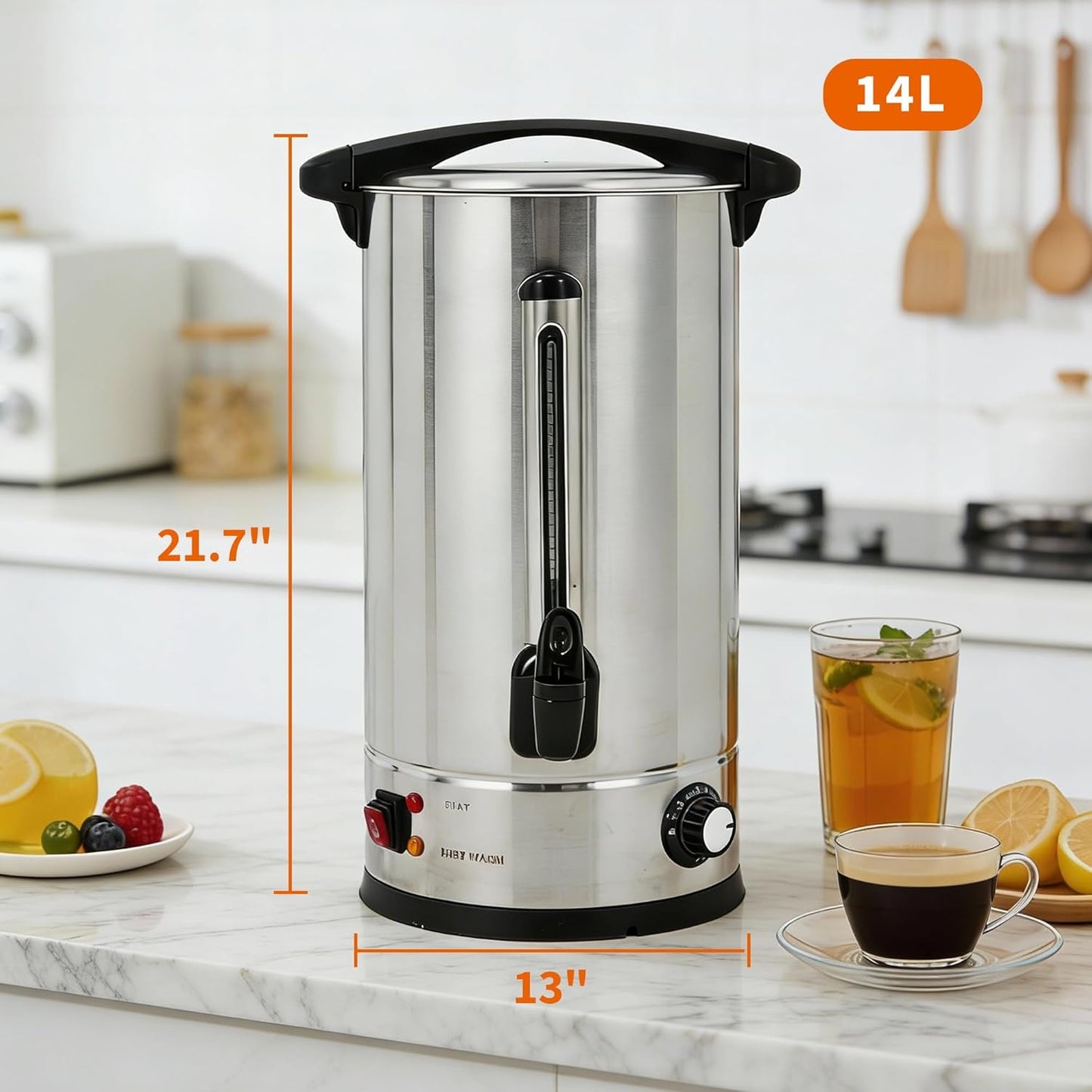 Cafetera de 14L acero inoxidable para eventos y catering