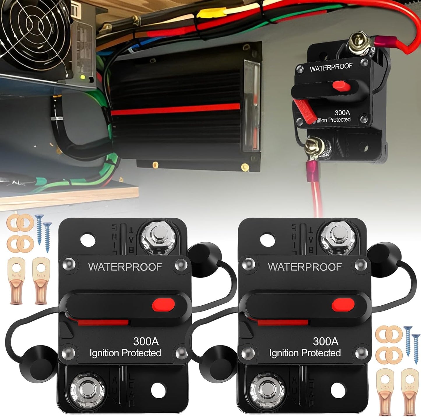 Disyuntores automóvil 300A 12-48V impermeables IP67