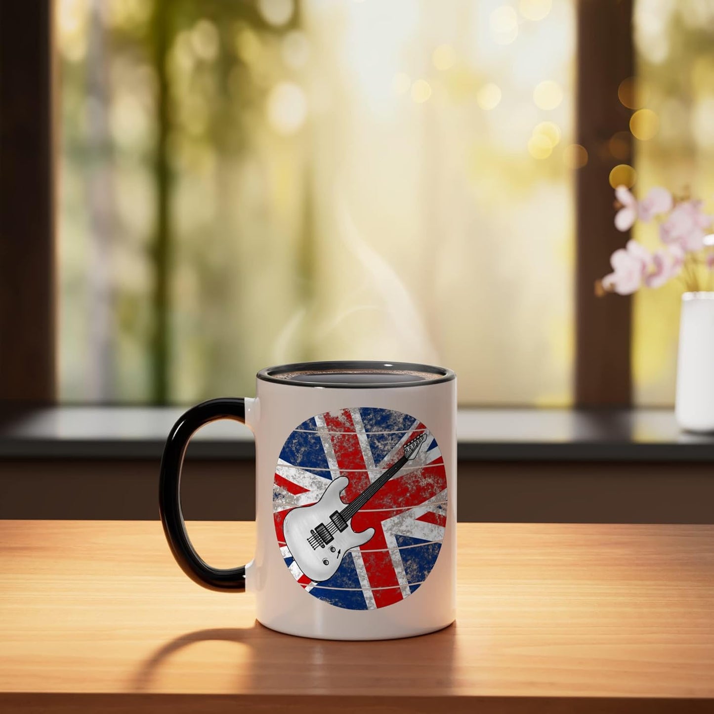 Taza cerámica bandera del Reino Unido para guitarra eléctrica