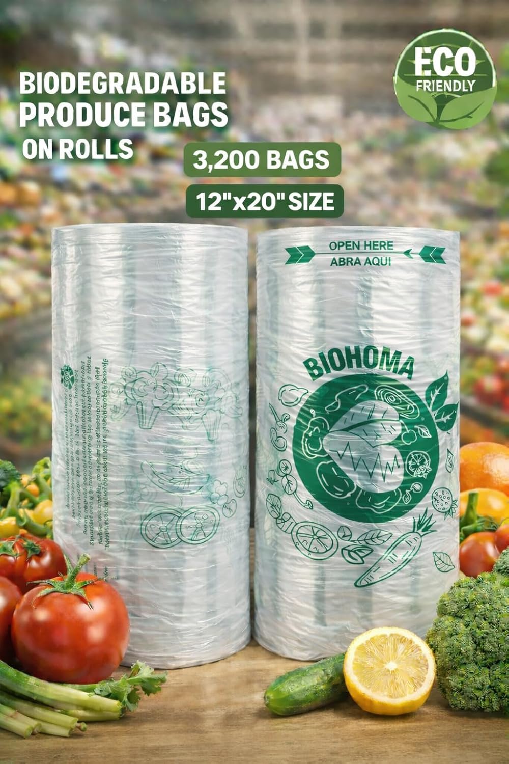 Bolsas biodegradables transparentes 12x20pulg 3200uds