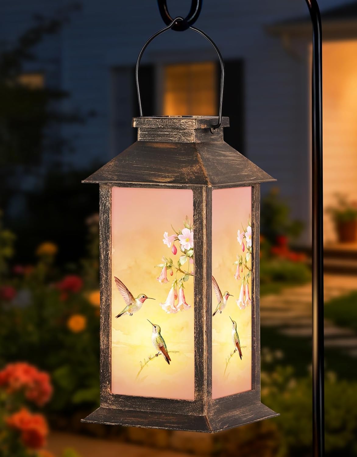 Linterna solar colgante de plástico para jardín y patio