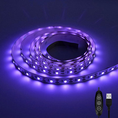 Tira luz UV 6.6pulg 120 LED negras USB para TV Halloween
