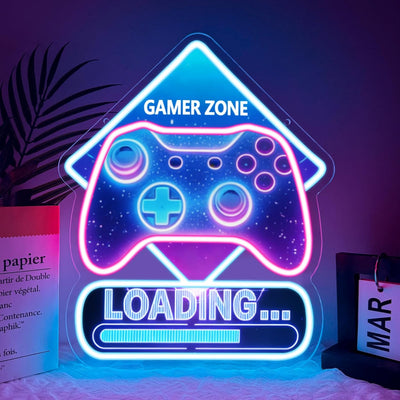Letrero neón Gamer Zone Cyberpunk para sala juegos