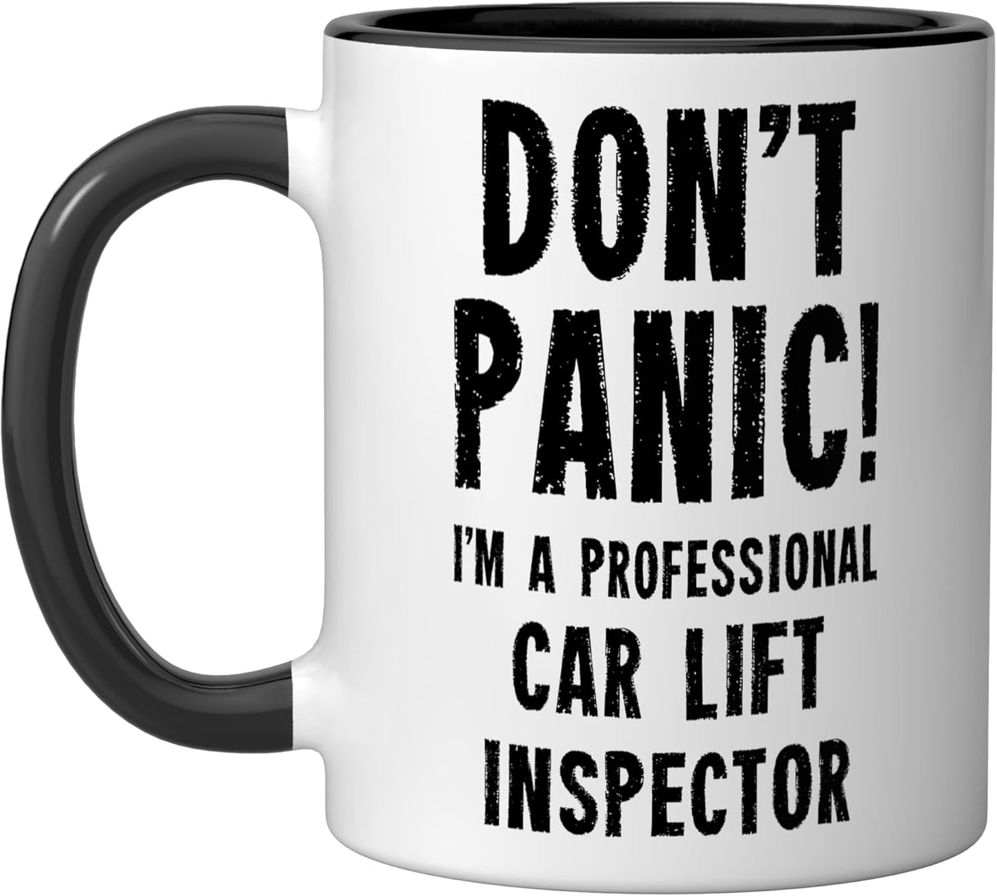 Taza Cerámica Car Lift Inspector Negro/Blanco