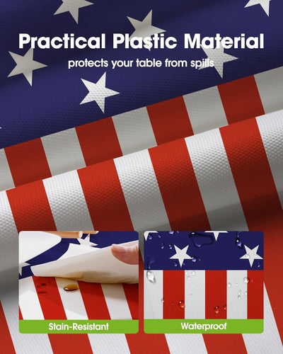Mantel plástico decorativo para 4 de julio con diseño bandera americana 54x108 pulgadas