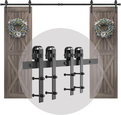 Kit herrajes puerta granero doble 8ft rieles corrediza 24