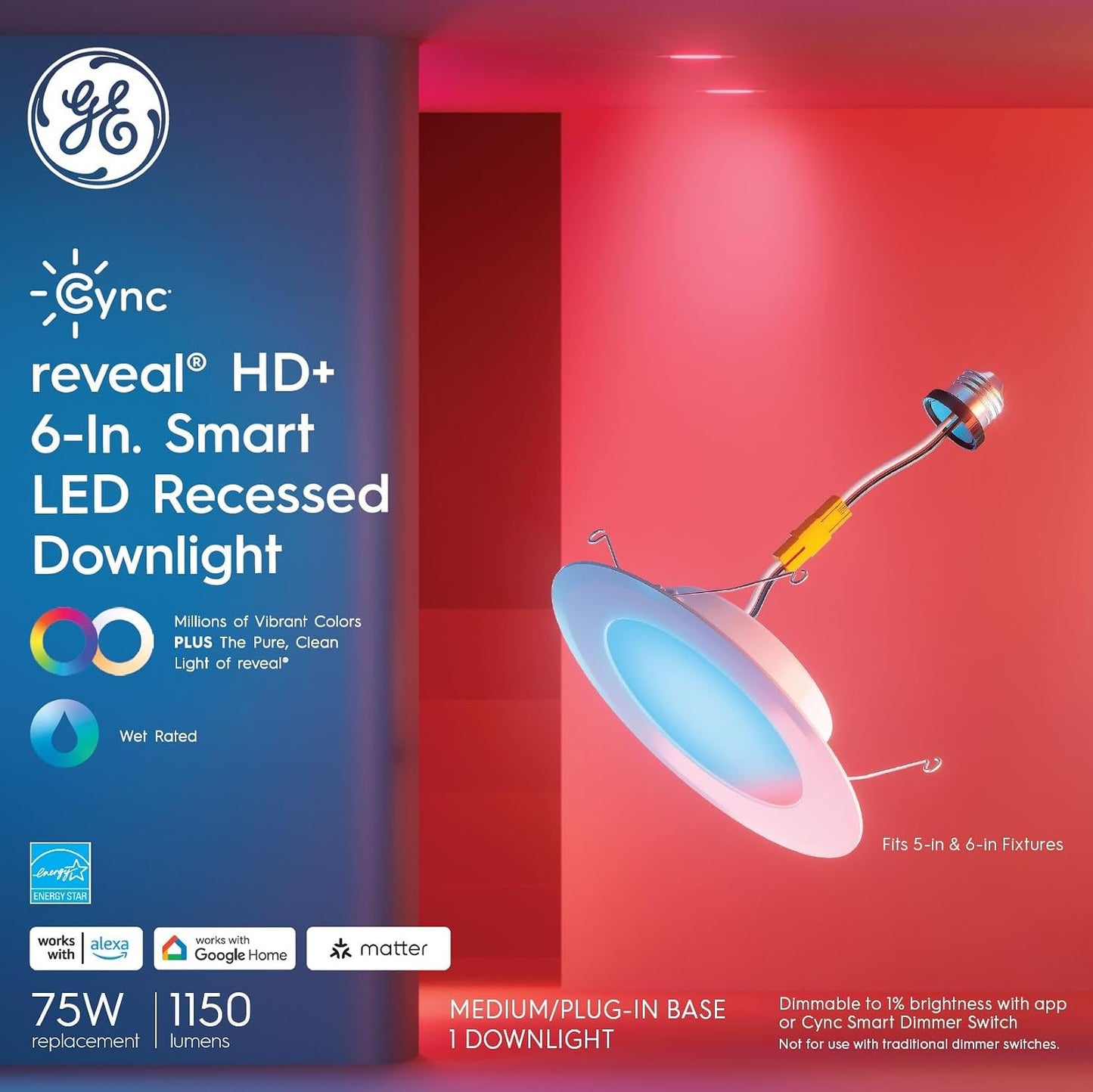 Lámpara empotrable LED WiFi 6pulg comp Alexa Google Home set 3