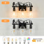 Lámpara baño 3 luces ciervo metal negro vidrio