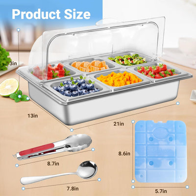 Servidor Bufé Alimentos Fríos Acero Inox 6 Bandejas