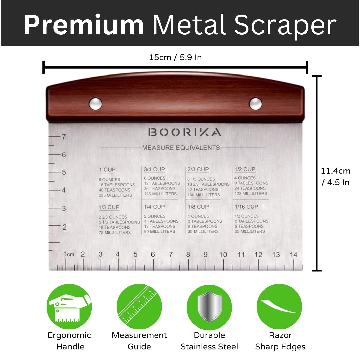 Raspador masa acero inox para pan pizza y plancha