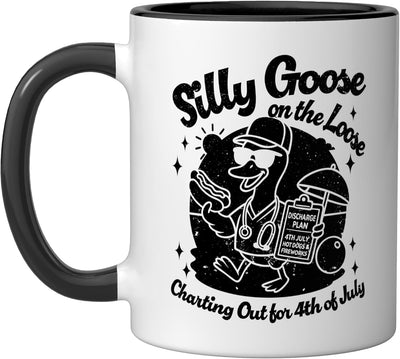 Taza cerámica Glizzy Gobbler 4 de Julio negra/blanca