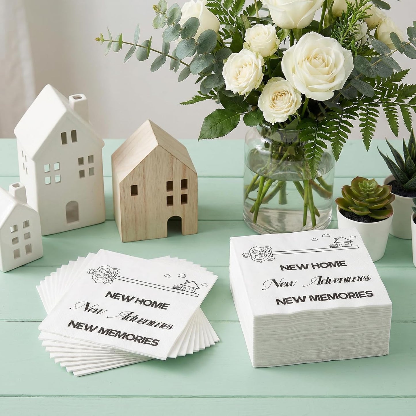 Decoraciones para inauguración de casa servilletas y regalos para propietarios