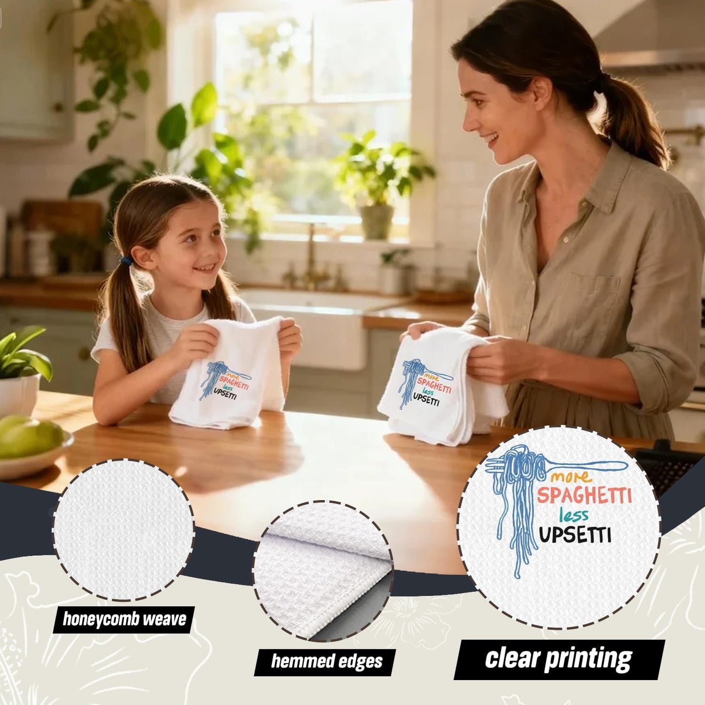 Paños de cocina decorativos con espaguetis italianos