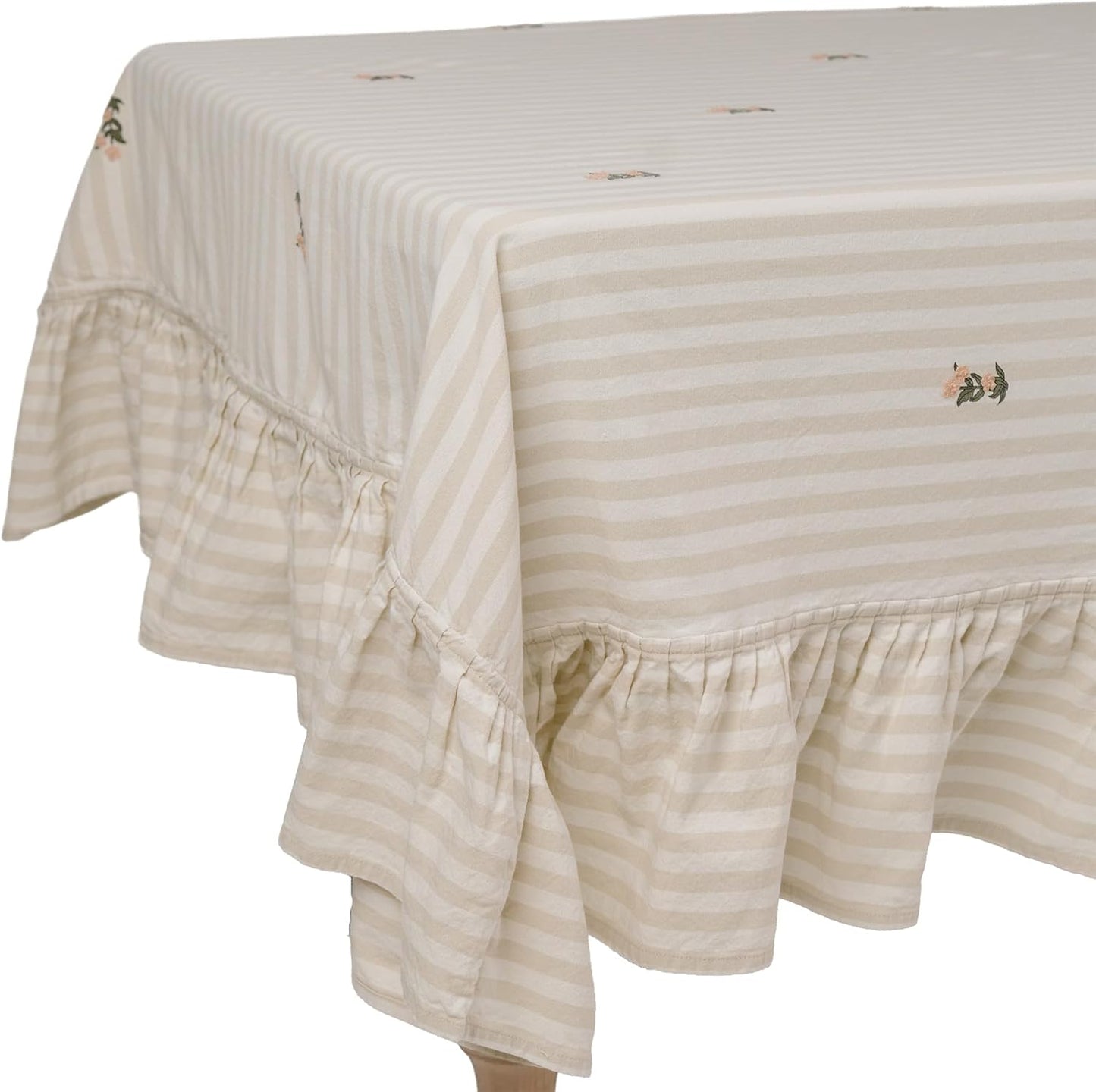 Mantel francés con volantes 60 x 90 pulgadas para mesa de comedor y cocina
