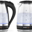 Tetera eléctrica vidrio 1.5L 1500W led set 2