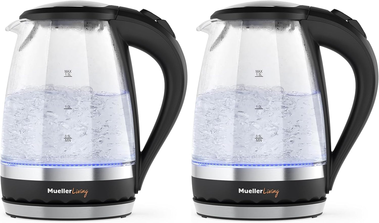 Tetera eléctrica vidrio 1.5L 1500W led set 2