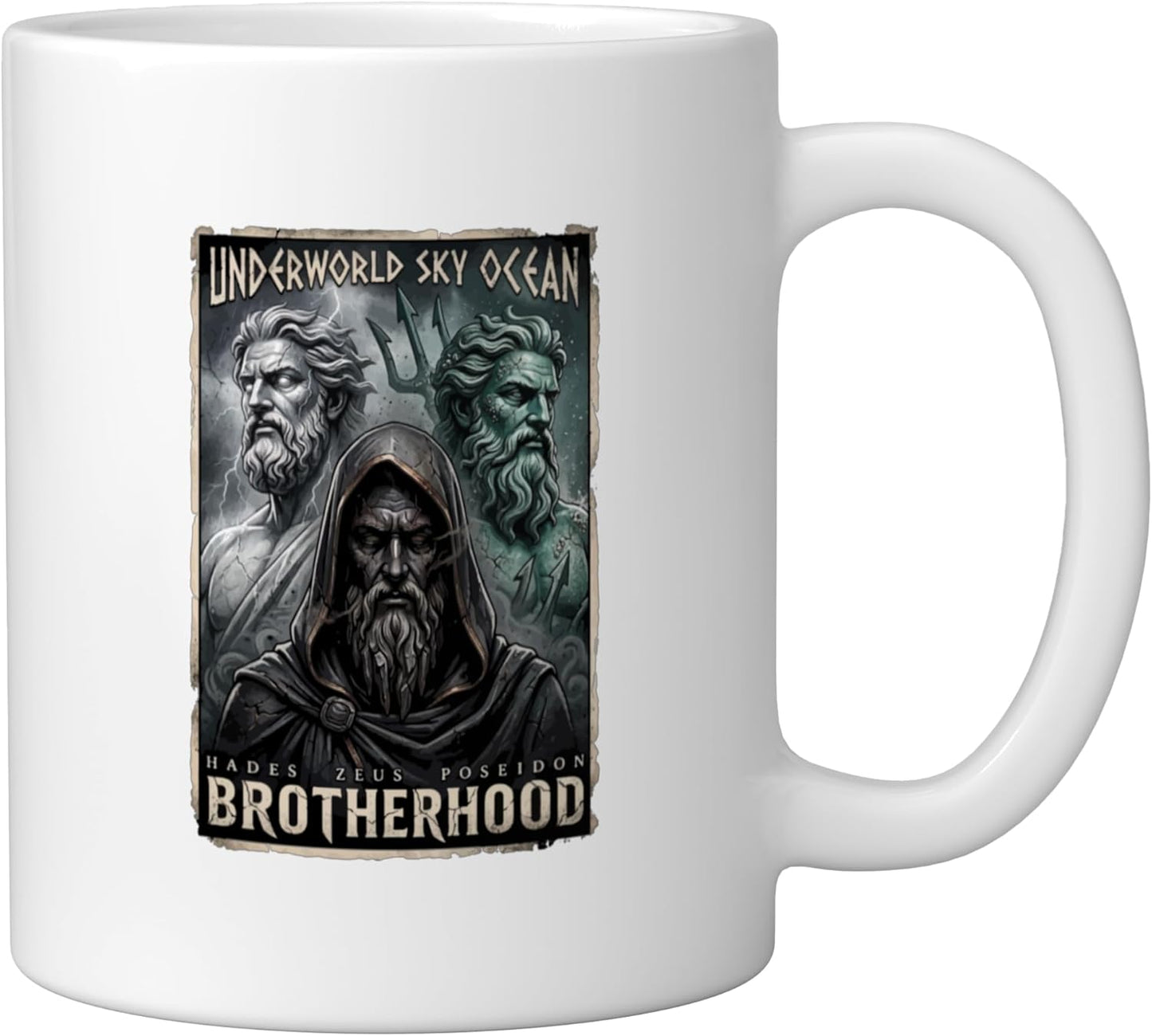 Taza cerámica de dioses griegos hermandad blanca