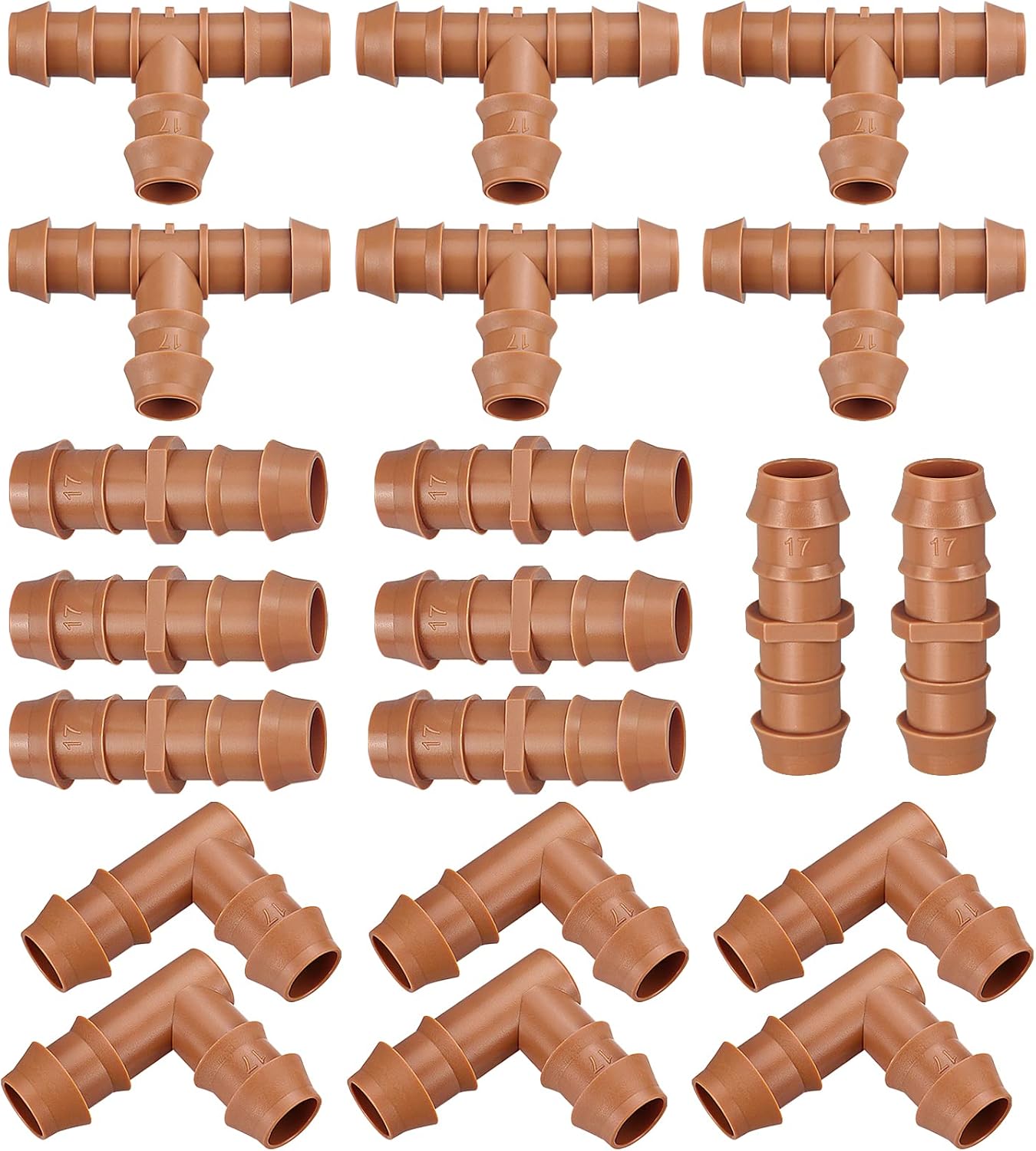 Kit riego goteo 1/2pulg 20pzas 8acoplamientos 6tees 6codos