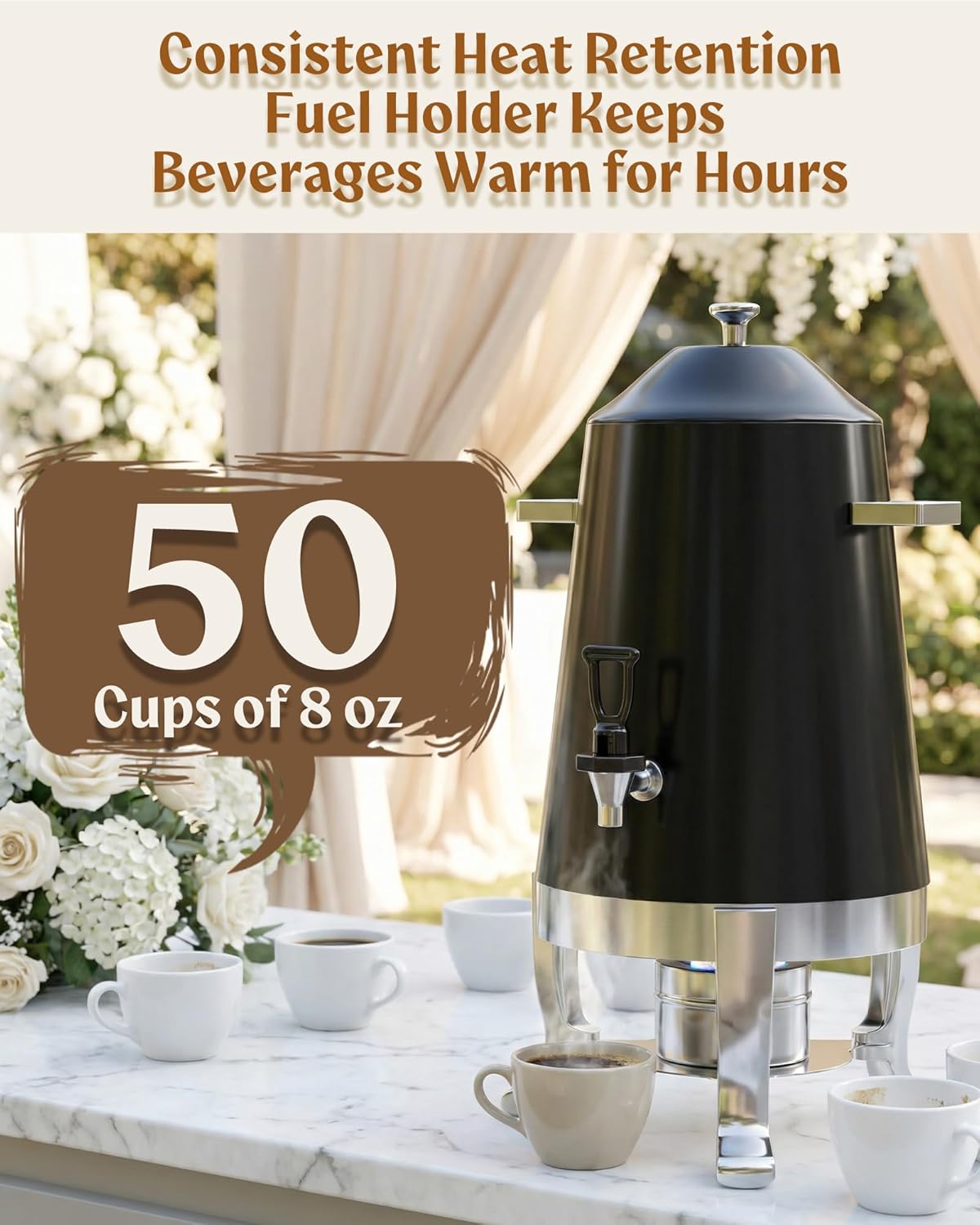 Urna café 50 tazas acero inox 13L negro