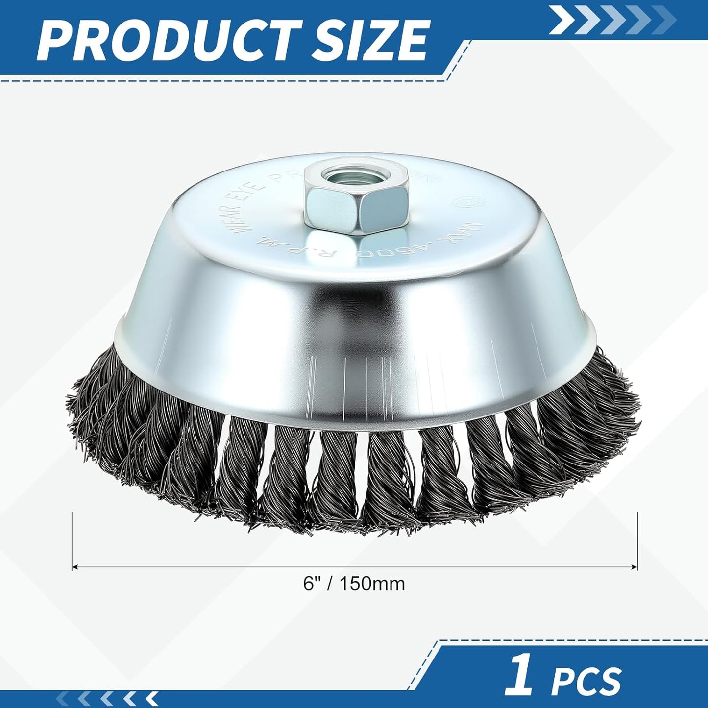 Cepillo alambre acero amoladora angular 6pulg paquete 1