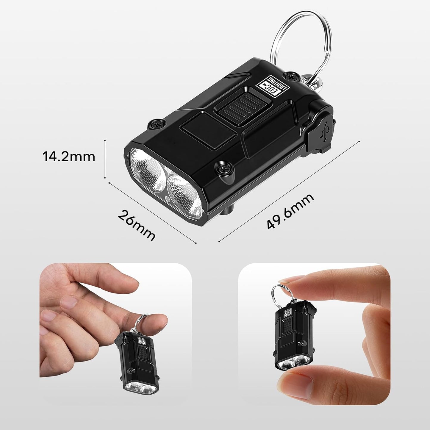 Linterna EDC USB-C 500lúmenes 9 Modos Interior Exterior