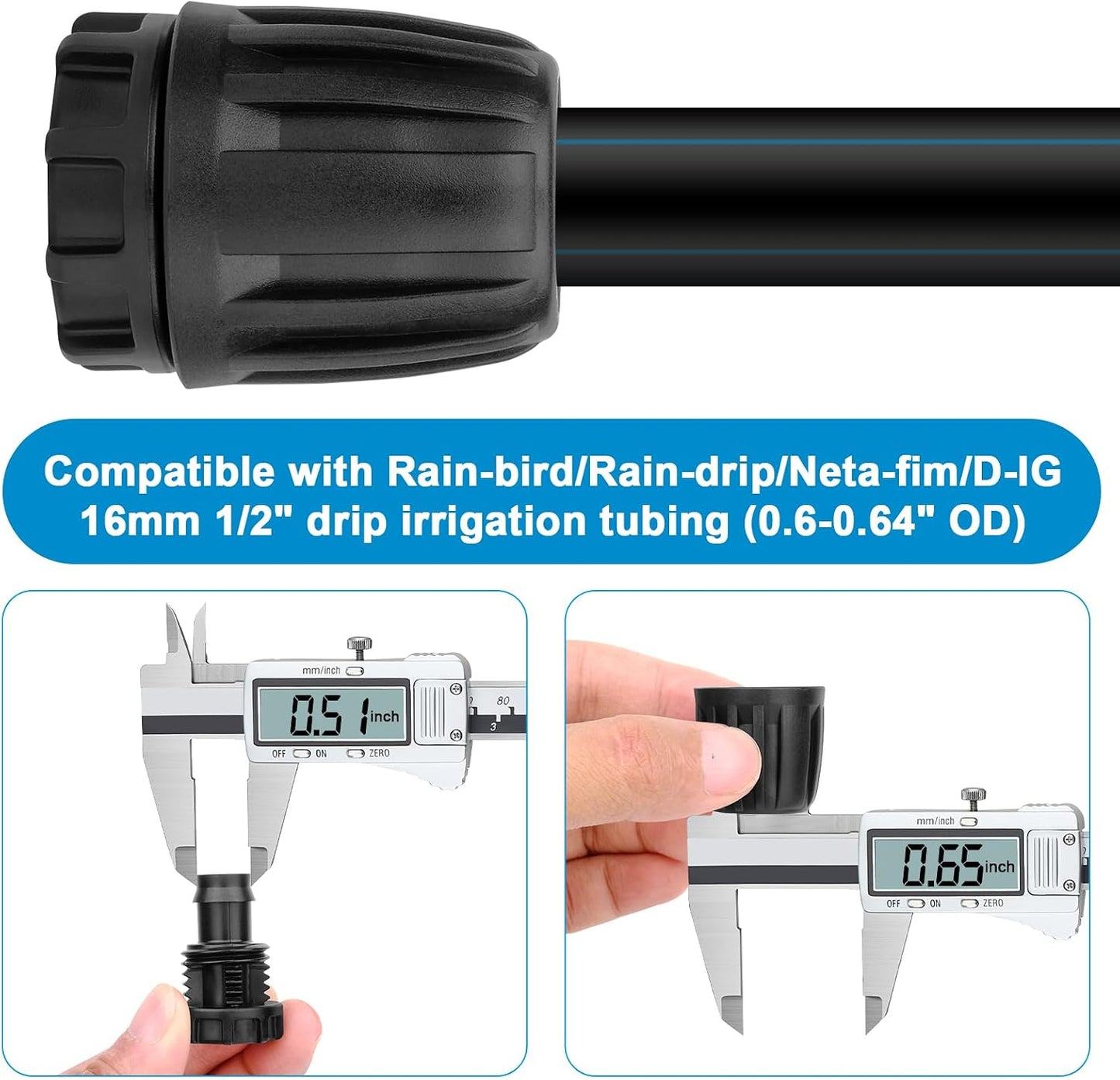 Tapón riego 1/2 pulgada adaptador 0.630pulg set 10