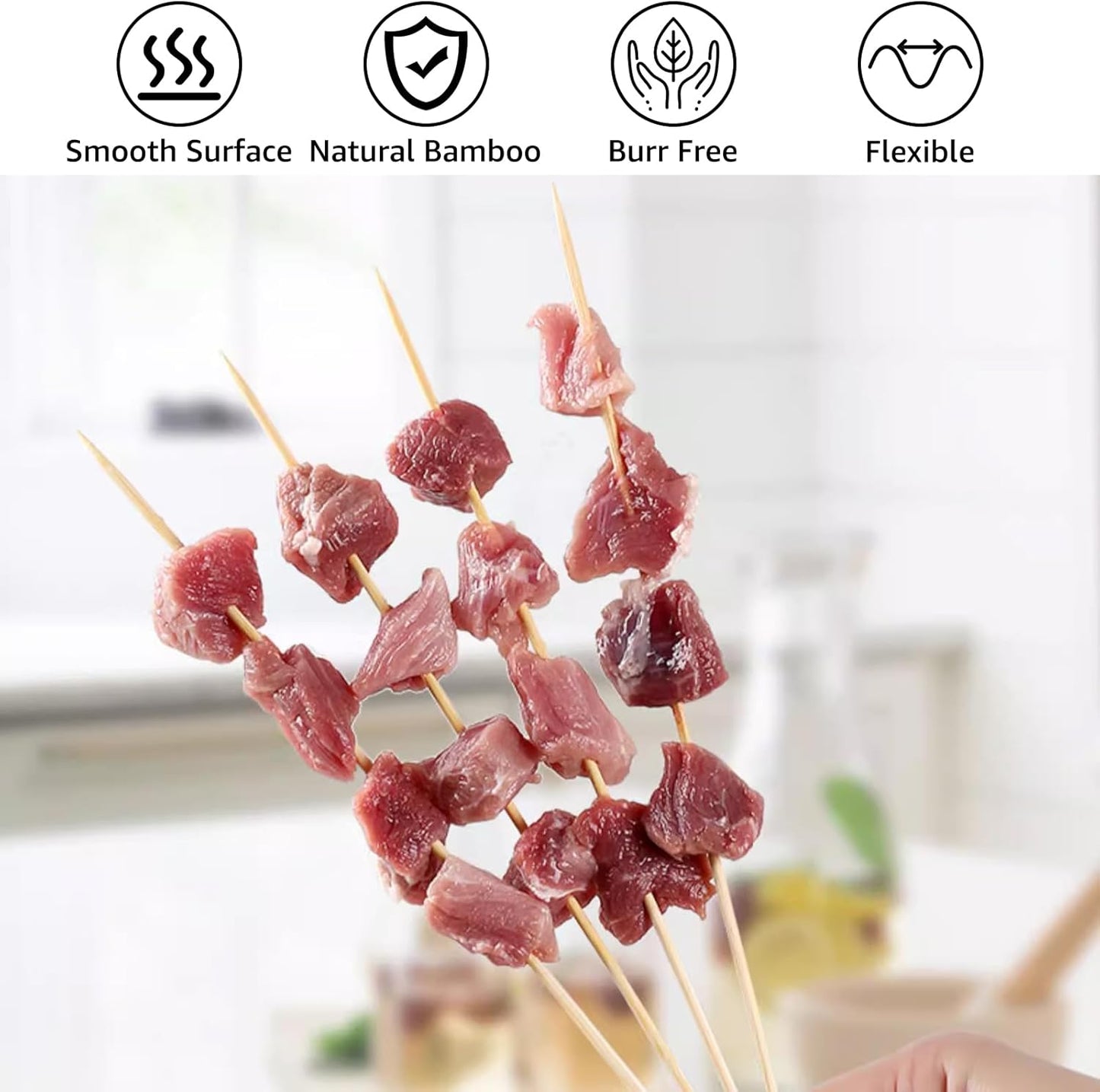 500 Pinchos Bambú 16pulg 4mm para S'mores y Asar